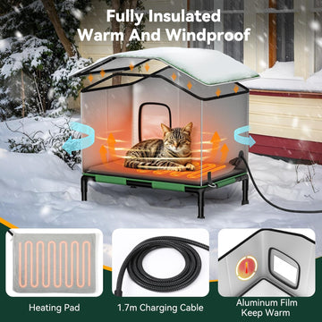 Heated Cat House for Outdoor in Winter